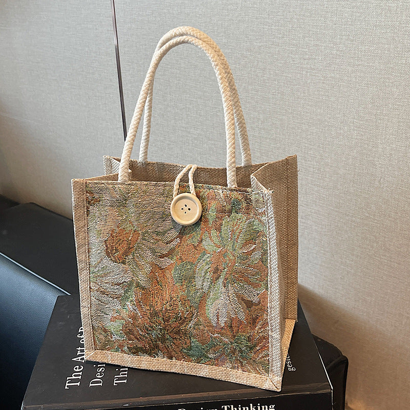 Floral Embroidered Tote Bag
