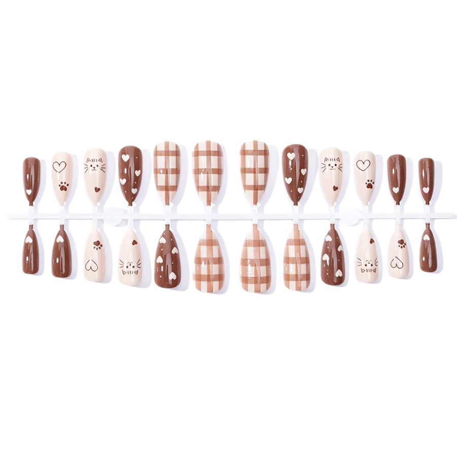 Artistic Cat-Themed Press-On Nail Set Kalsten
