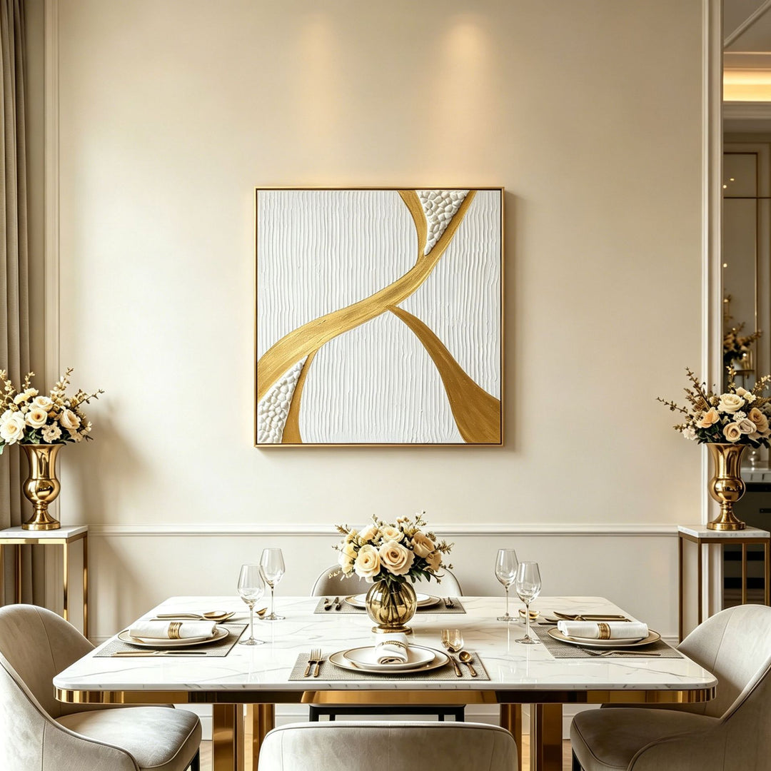Textured Gold Abstract Canvas Art