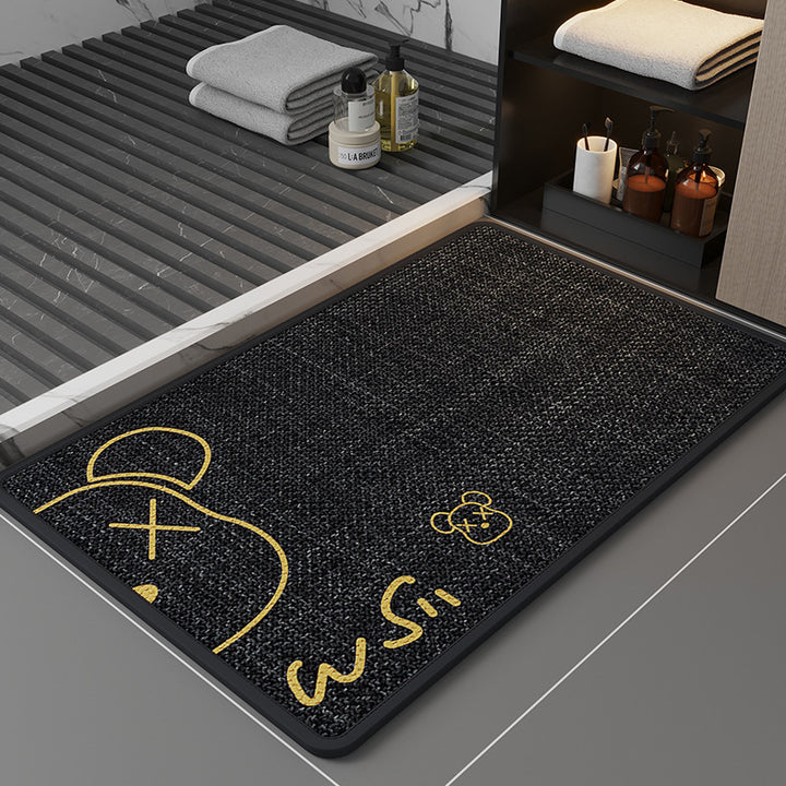 Decorative Coastal Fish-Themed Bath Mat for Bathroom