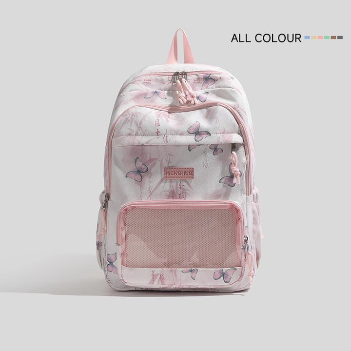 Butterfly-Printed Multi-Compartment Backpack Kalsten
