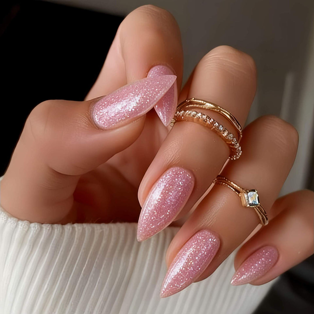 Glittering Almond-Shaped Press-On Nails Set Kalsten