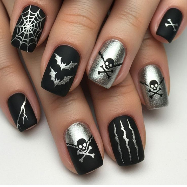 Gothic-Themed Acrylic Nail Art Extensions Kalsten