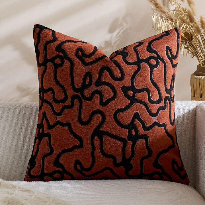 Tufted Chenille Abstract Maze Square Throw Pillow Cover
