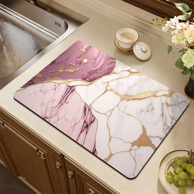 Stylish Marble-Effect Kitchen Mat Kalsten