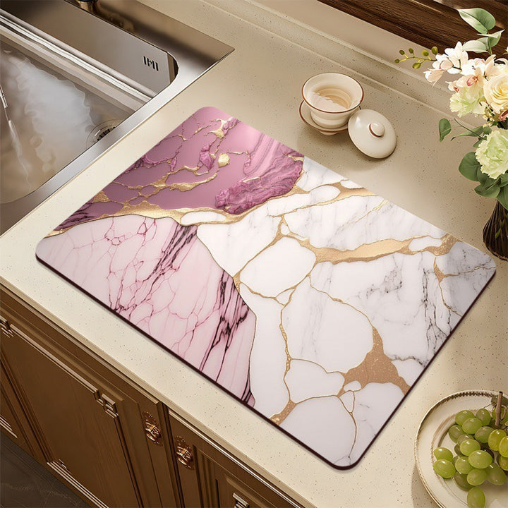 Stylish Marble-Effect Kitchen Mat Kalsten