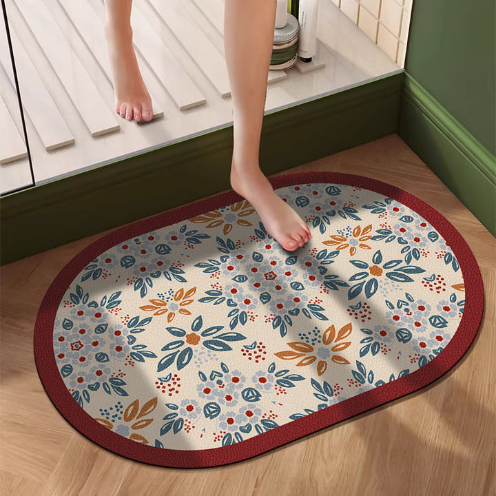 Floral Patterned Oval Area Mat