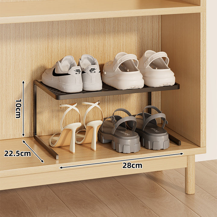Compact Double-Layer Adjustable Shoe Shelf Riser for Cabinet and Closet