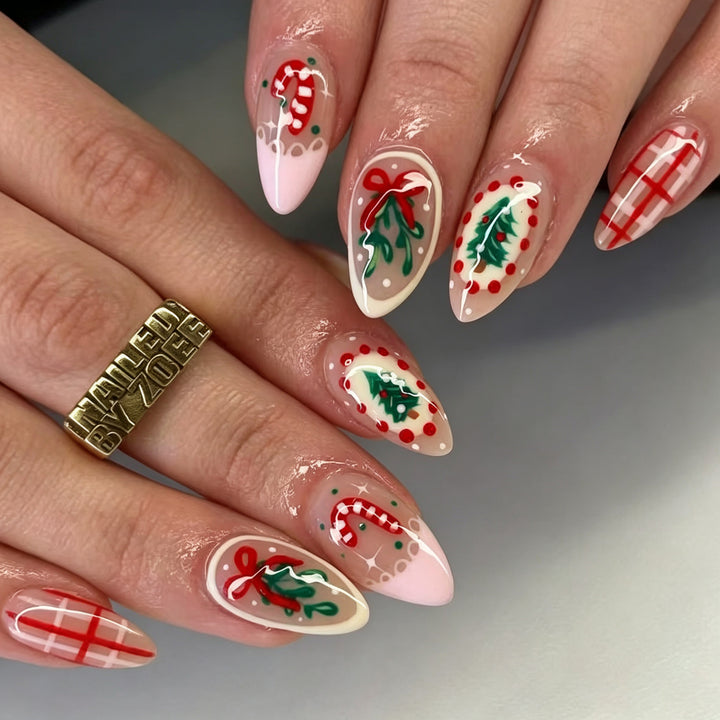 Festive Holiday Press-On Nail Art Kalsten