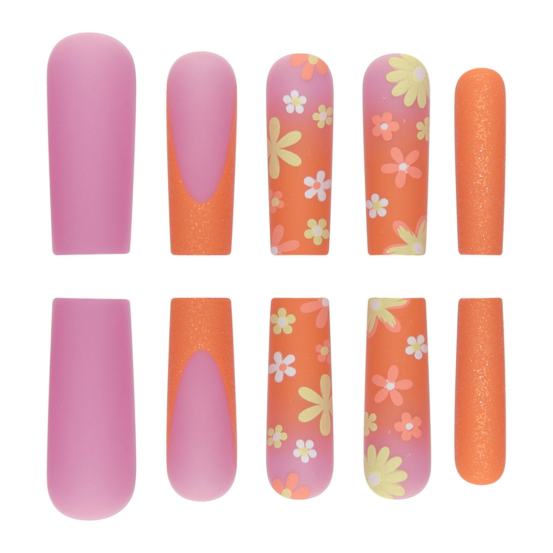 Decorative Floral Glittery Press-On Nails Kalsten