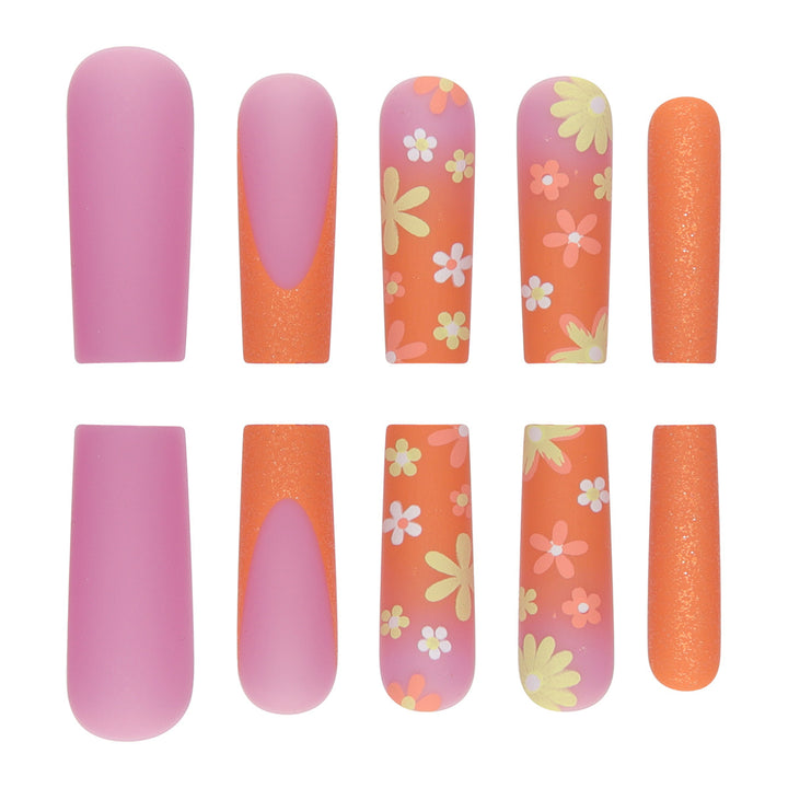 Decorative Floral Glittery Press-On Nails Kalsten