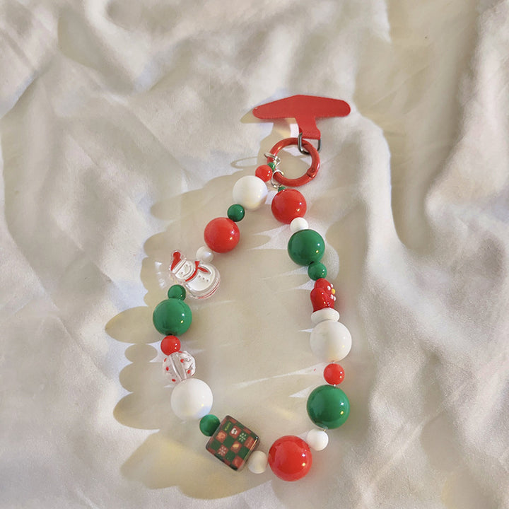 Whimsical Holiday-Themed Beaded Charm Keychain Kalsten