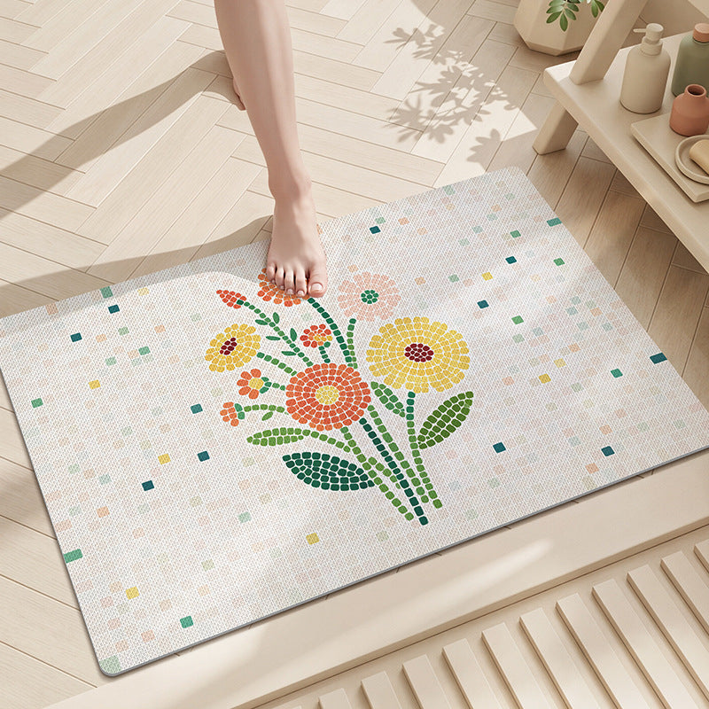 Floral Mosaic Bathroom Mat Kalsten