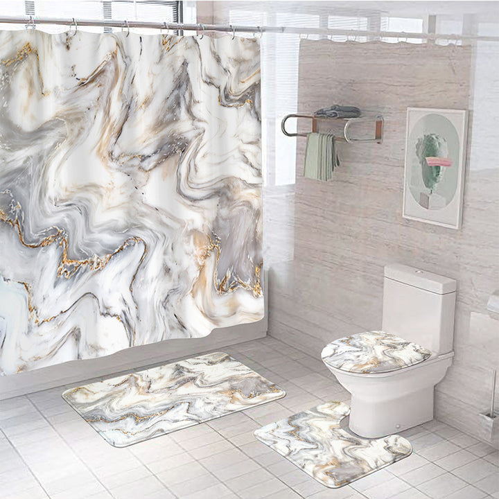 Elegant Marble Pattern Bathroom Mat Set Kalsten