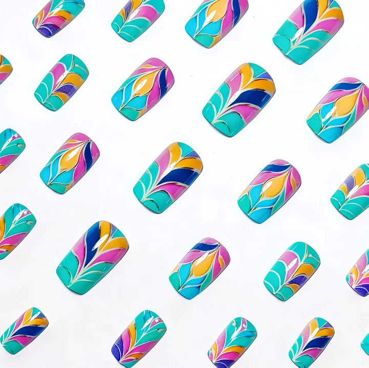 Artistic Colorful Leaf Design Nail Art Kalsten