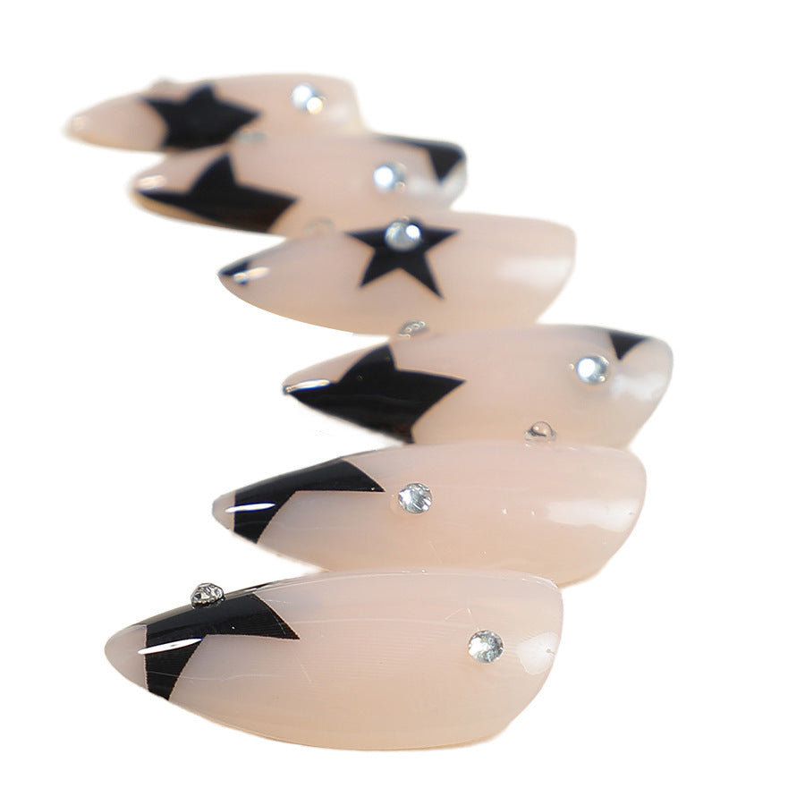 Acrylic nail set with glamorous star designs and elegant lace designs Kalsten