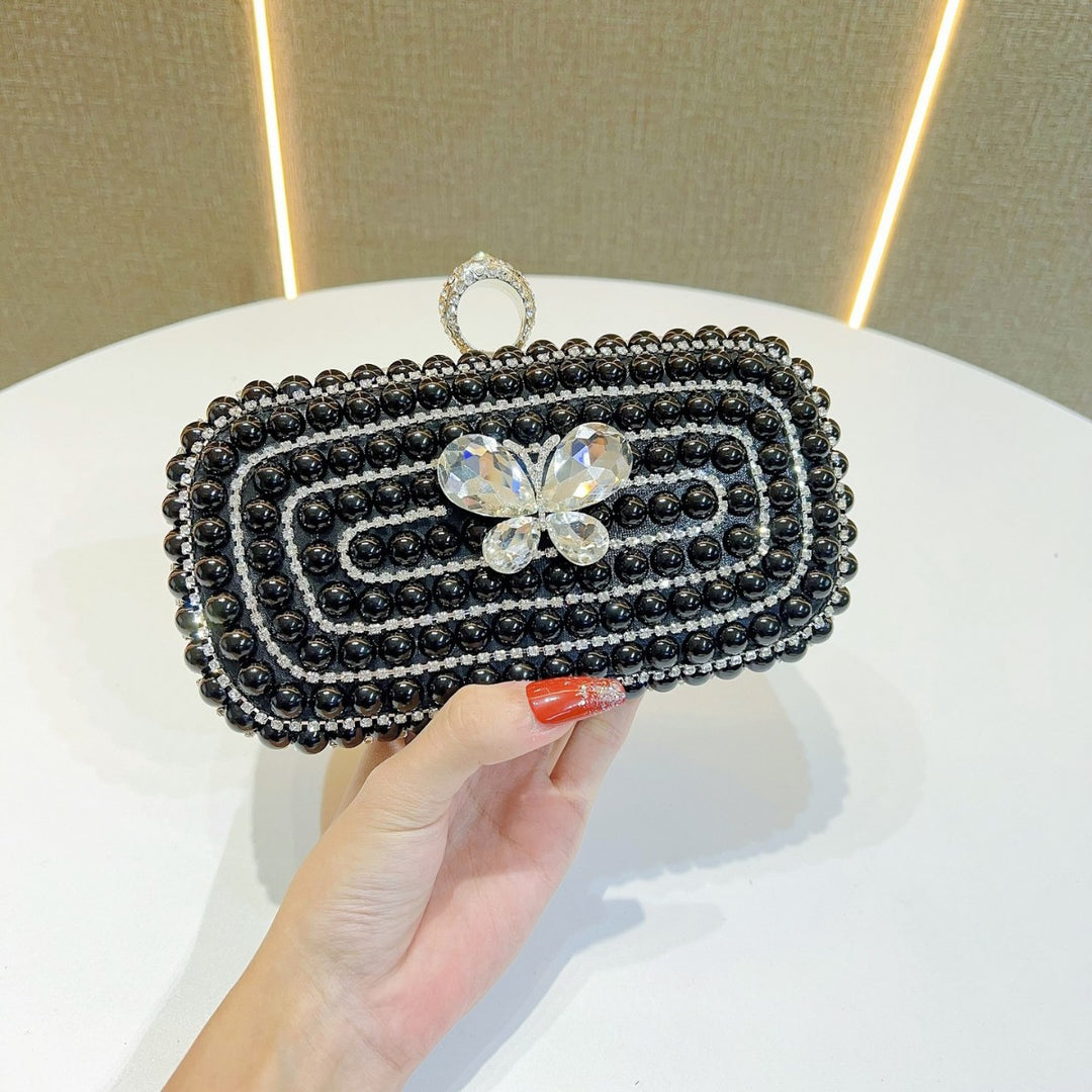 Pearl-Studded Butterfly Evening Clutch