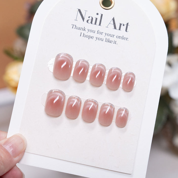 Elegant Press-On Nail Set with Natural Glossy Finish
