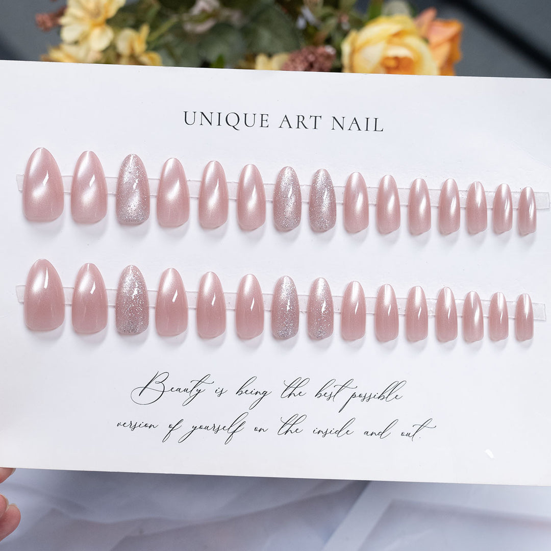 Press-On Nail Set with Glitter Accents