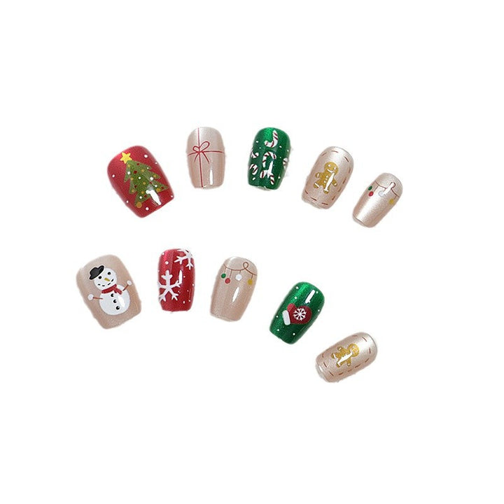 Festive Holiday-Themed Press-On Nail Art Set Kalsten