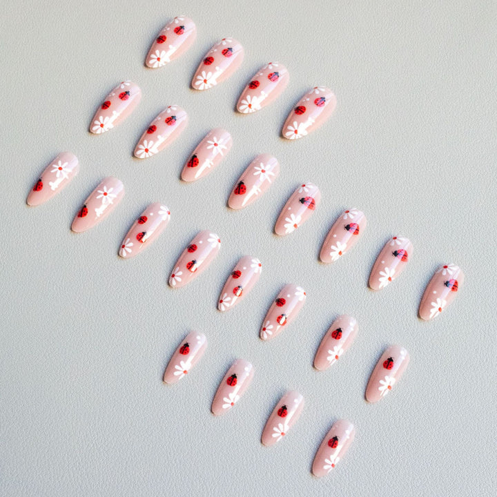 Ladybug Themed Acrylic Nail Art