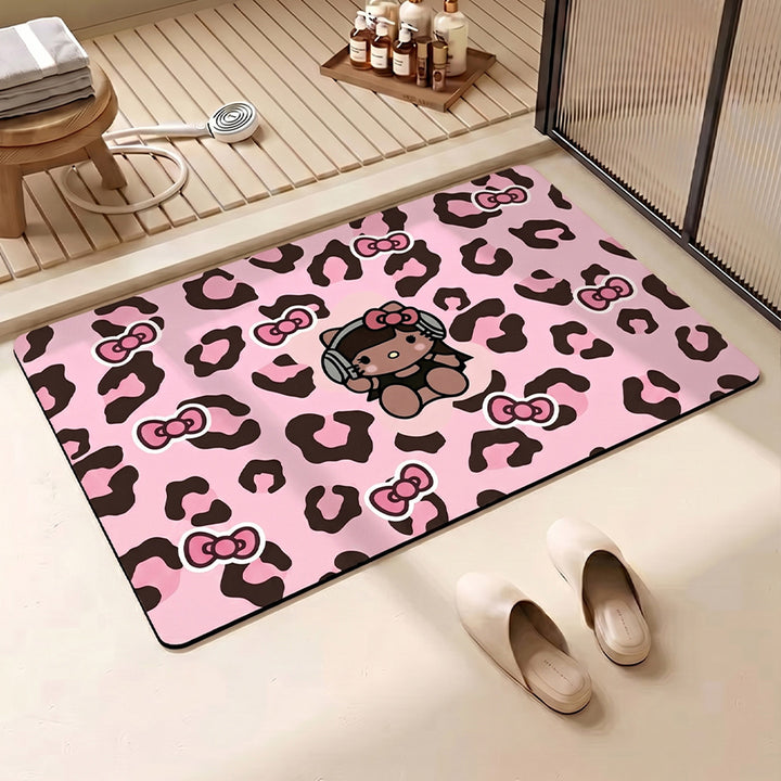 Leopard Print Hello Kitty Decorative Area Mat