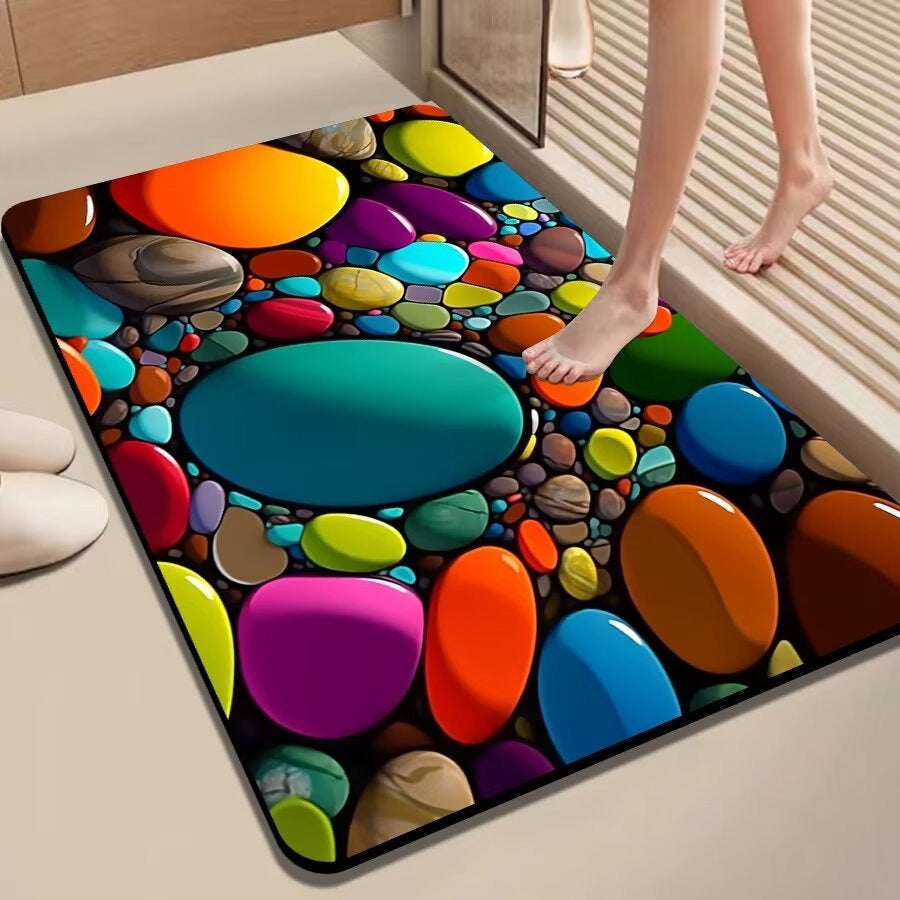 Colorful Pebble-Themed Floor Mat Kalsten