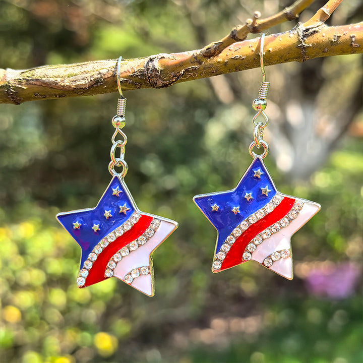 Women's eye-catching star enamel earrings with crystal embellishments and hook clasp Kalsten