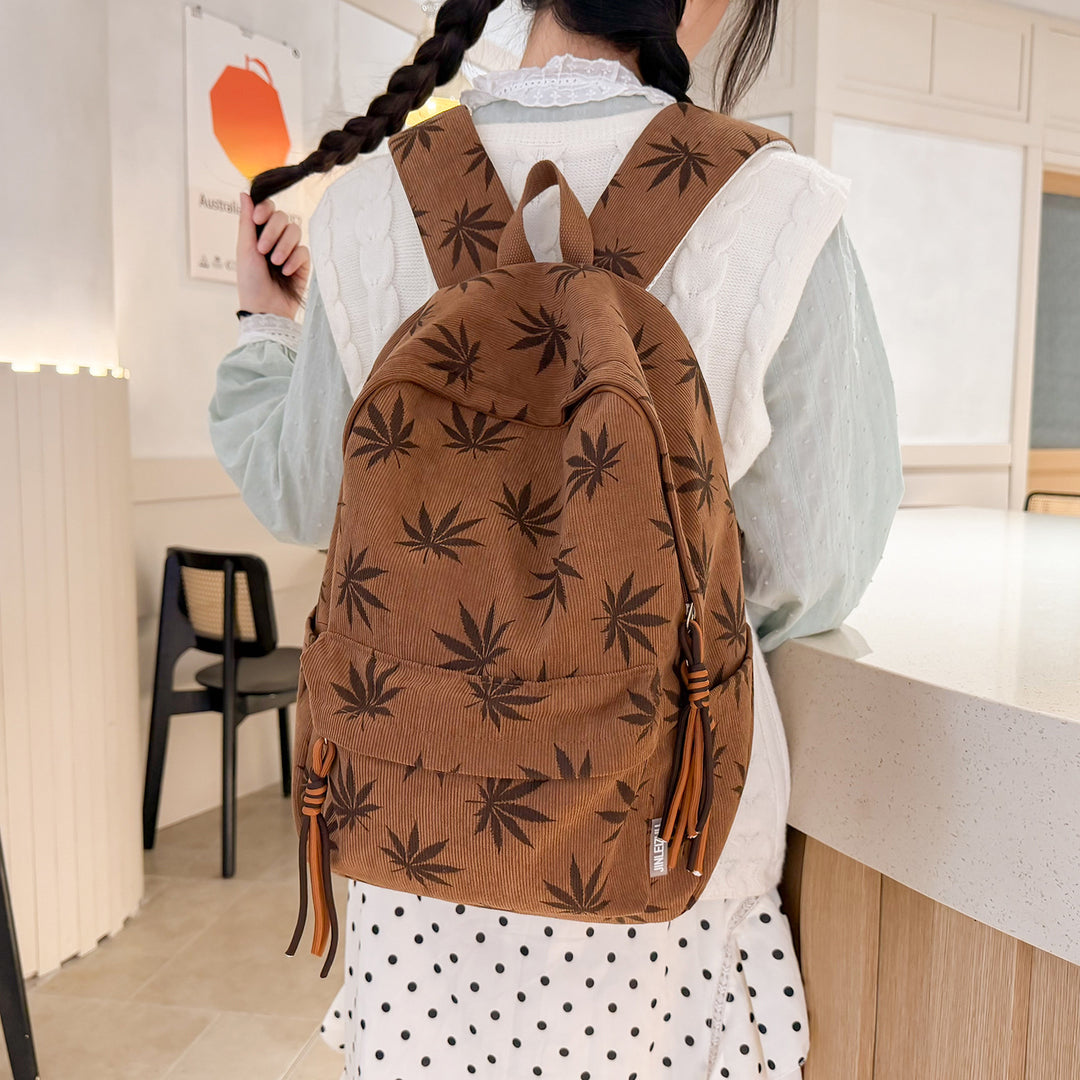 Stylish Leaf-Patterned Backpack Kalsten