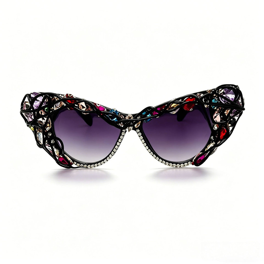 Women's Cat-Eye Sunglasses with Sparkling Crystal Frame and Artistic Decorations Kalsten