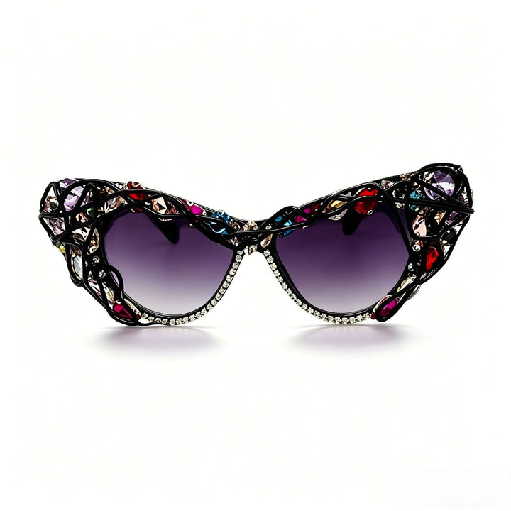 Women's Cat-Eye Sunglasses with Sparkling Crystal Frame and Artistic Decorations Kalsten