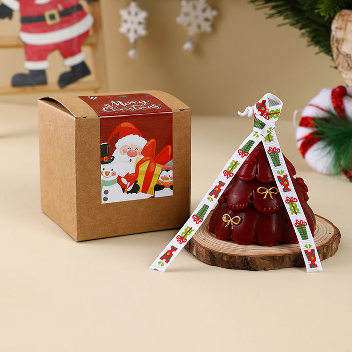 Hand-Poured Christmas Tree Shaped Holiday Scented Decorative Candle with Gift Box