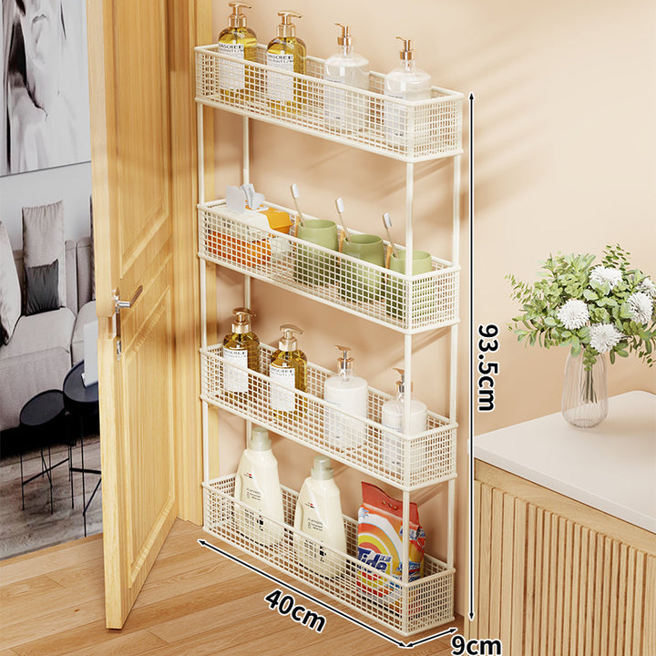 Slim Narrow Pull-Out Mesh Storage Organizer for Cabinet and Door Gap
