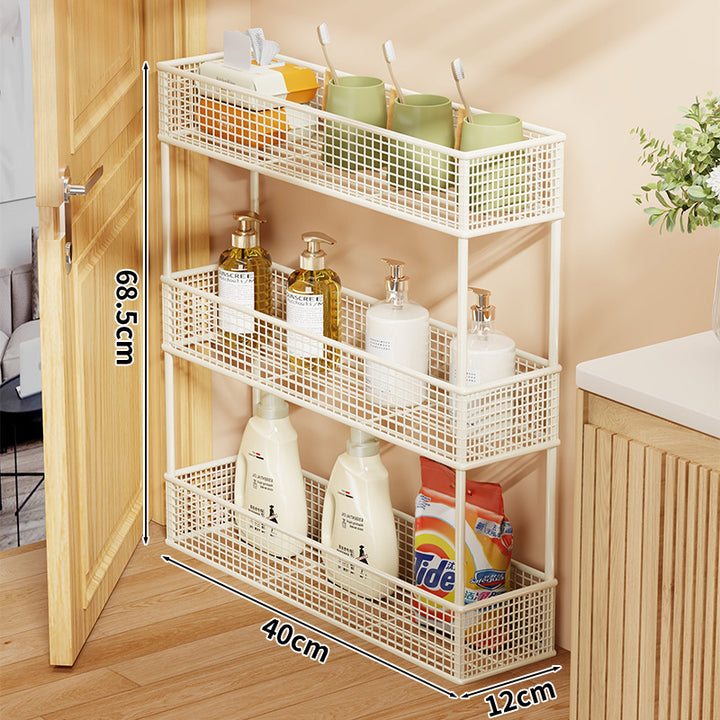 Slim Narrow Pull-Out Mesh Storage Organizer for Cabinet and Door Gap