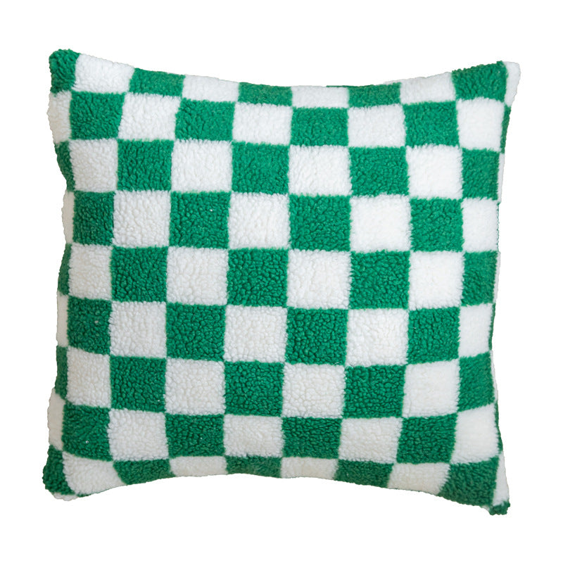 Plush Checkered Sherpa Accent Pillow Cushion