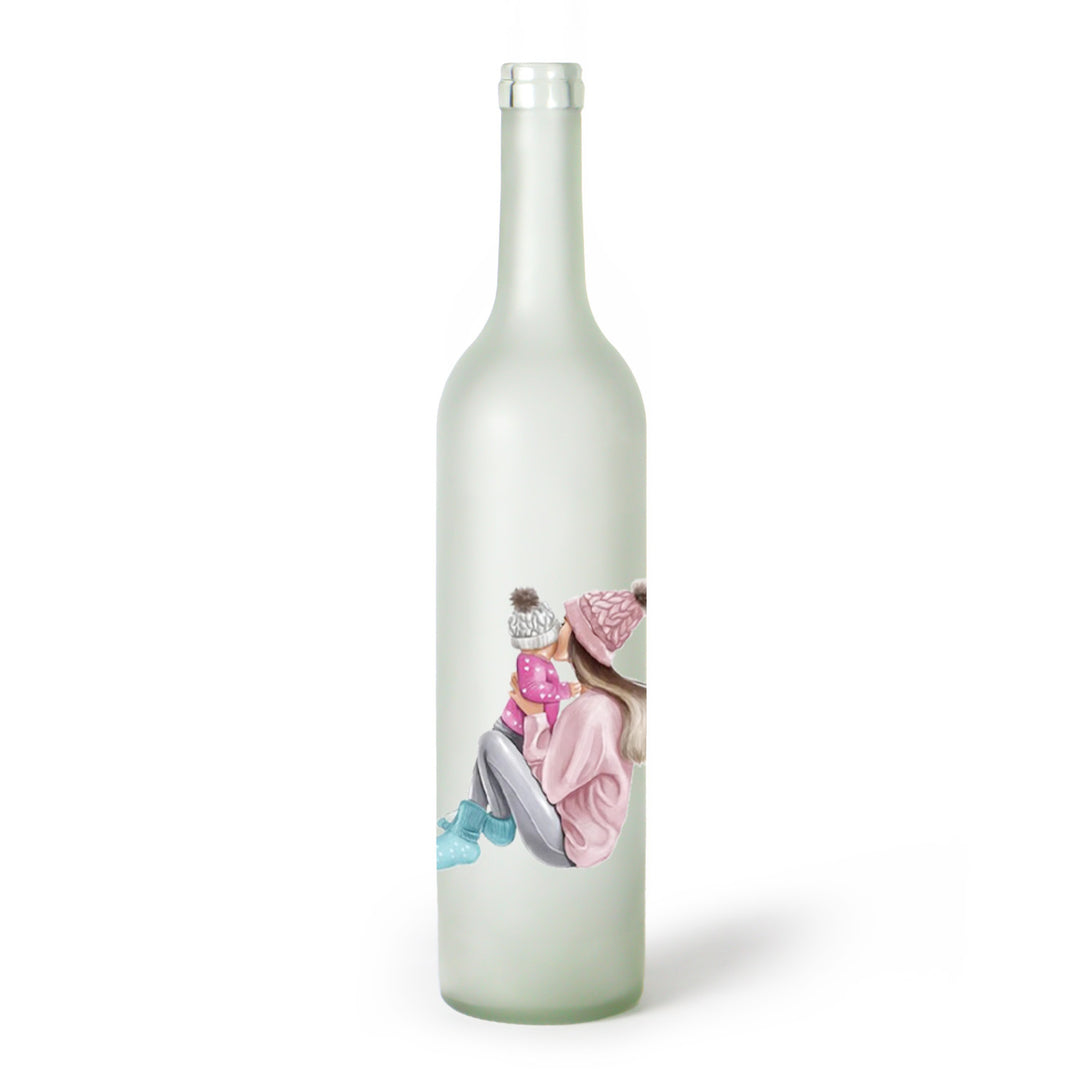 Decorative Frosted Glass Bottle Vase With Fashion Collage Decal