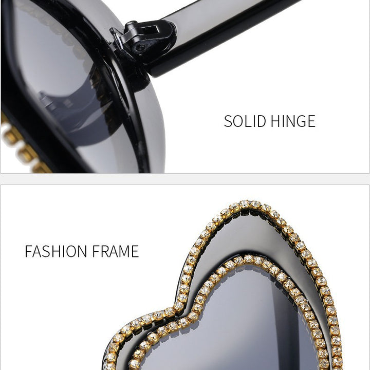 Women's Heart-Shaped Sunglasses with Glitter Accents Kalsten