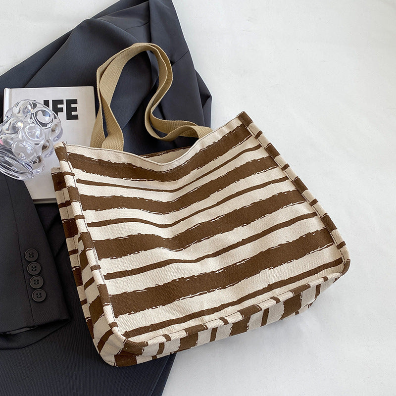 Striped Canvas Tote Bag