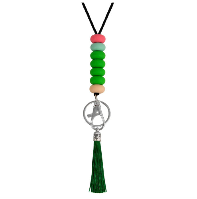 Colorful Beaded Keychain Lanyard with Tassel Kalsten