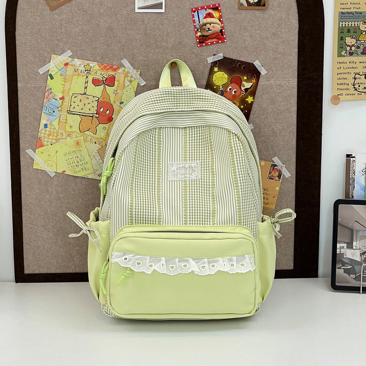 Stylish Striped Backpack with Decorative Accents Kalsten