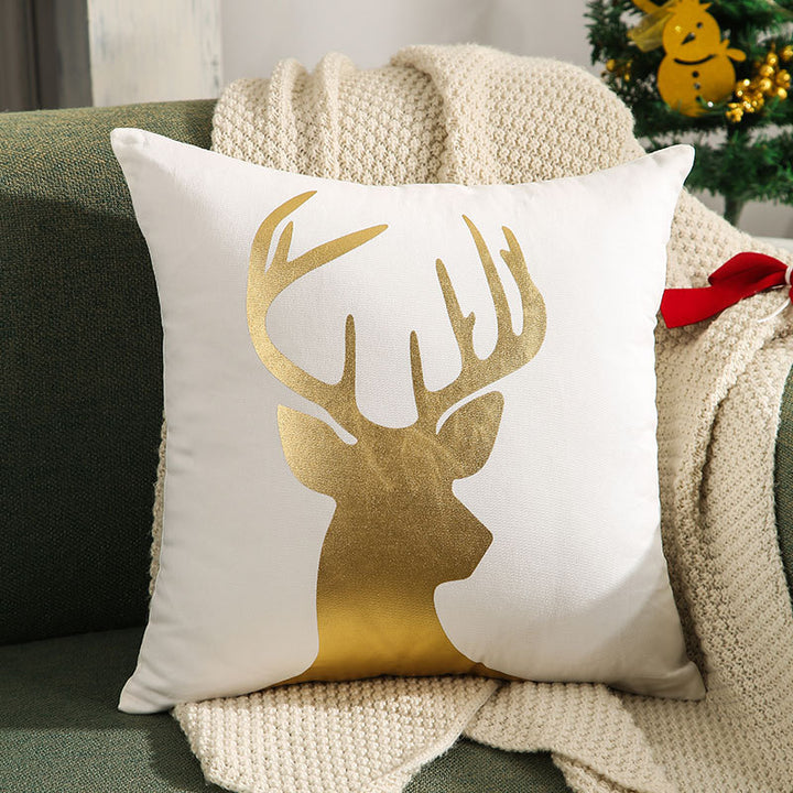 Velvet Embroidered Festive Accent Pillow Cover with Metallic Script