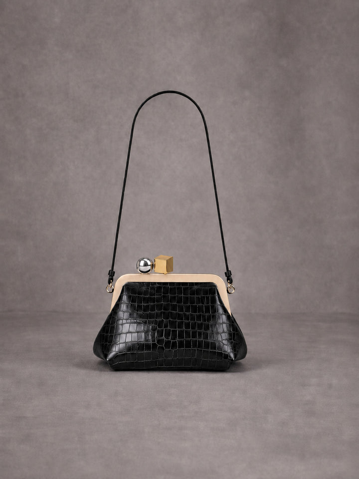 Elegant Crocodile-Effect Handheld Purse