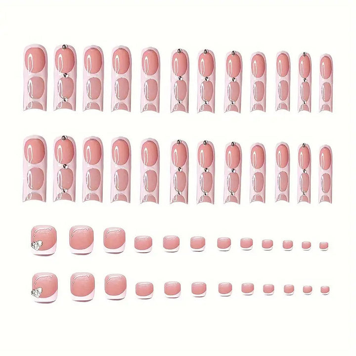 Stylish Press-On Nail Art Set with Rhinestone Accents Kalsten