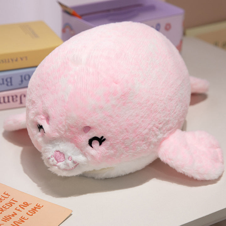 Plush Seal Cuddle Pillow with Embroidered Face and Side Flippers Kalsten