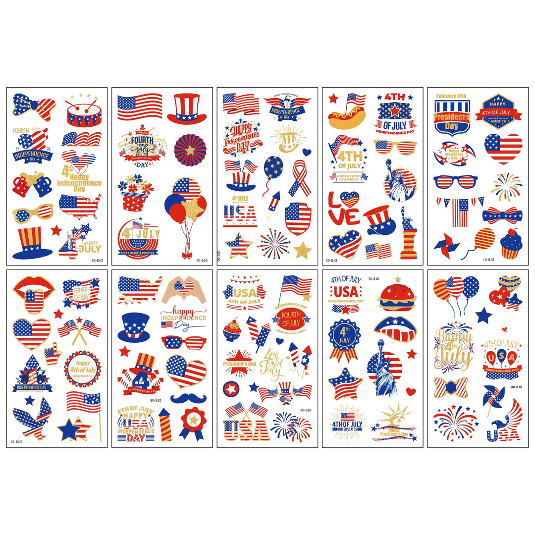 Unisex nan patriotic multiple sticker sheets with USA symbols and self-adhesive vinyl Kalsten