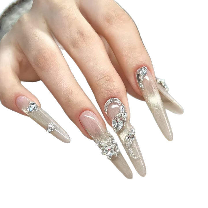 Decorative Rhinestone Stiletto Nail Extensions