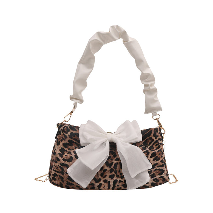 Leopard Print Bow Accent Handbag