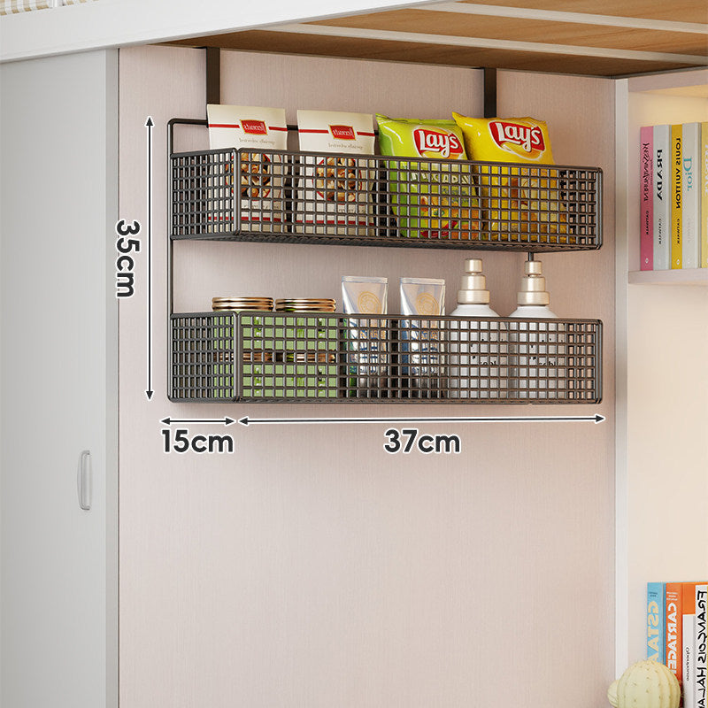 Wall-Mounted Grid Mesh Stacked Tiered Pantry and Bathroom Storage Baskets