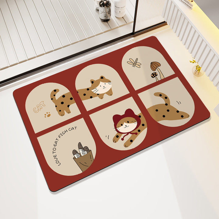 Playful Cartoon Dog-Themed Bath Mat Kalsten