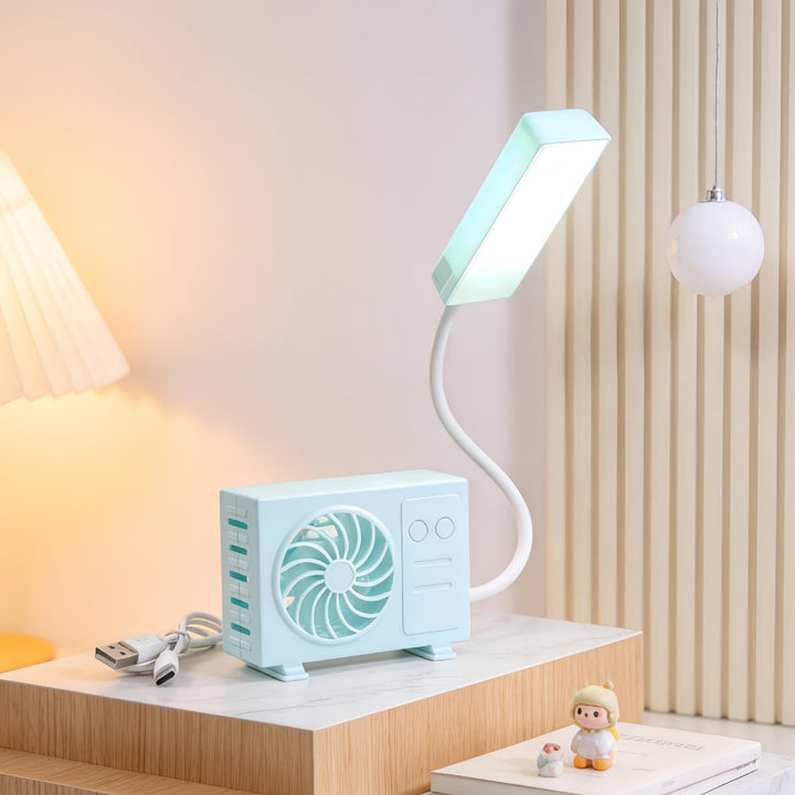 Ladies multifunctional table lamp with integrated fan and USB charging ports Kalsten